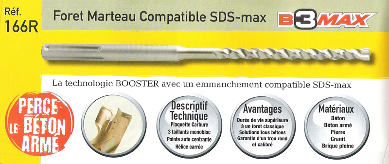 Foret Marteau Compatible SDS-max b3max